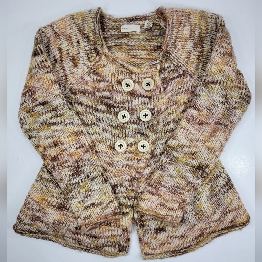 Anthropologie Sleeping on Snow Sweater Cardigan Wool Blend Women's Medium Button